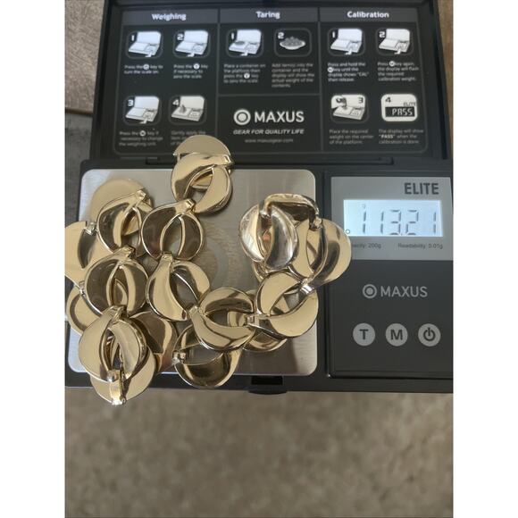 Vintage 1940’s MONET Gold Tone Oval Link Heavy Choker Collar Statement Necklace - Picture 5 of 10